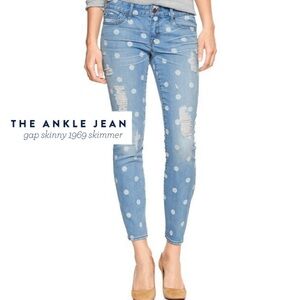 Gap 1969 Skinny Skimmer Polka Dot Jeans size 34 in excellent condition